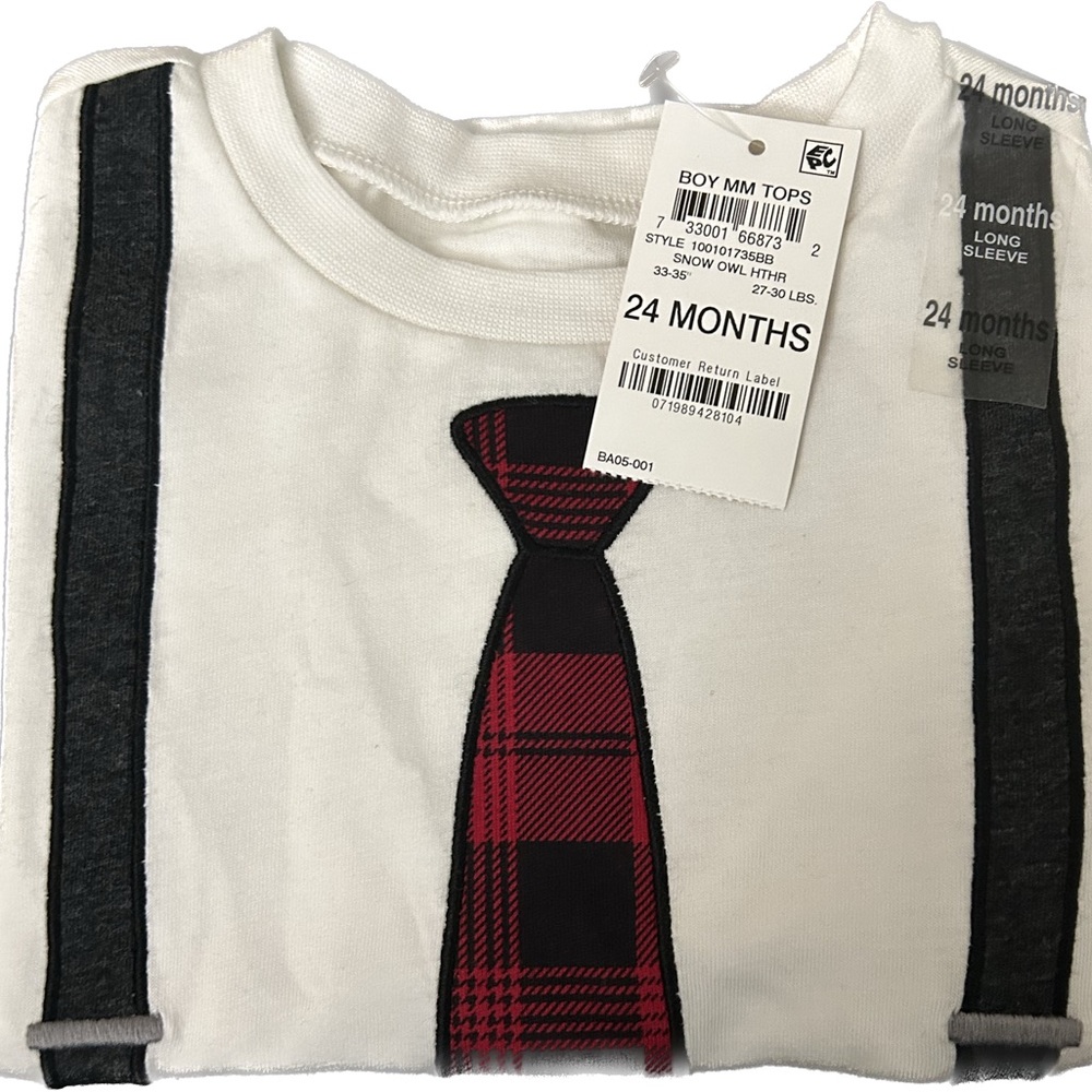24M INFANT/TODDLER TIE WITH SUSPENDERS LONG SLEEVE *NEW*